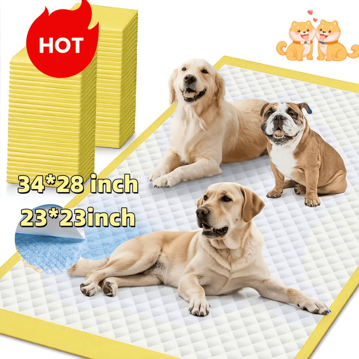 Thickened Dog Pee Pads for Indoor Potty Training, Absorbent Pet Urine Pads with Leak Protection, Large Dog 100 or 126 Count and Puppy 100 Count Options