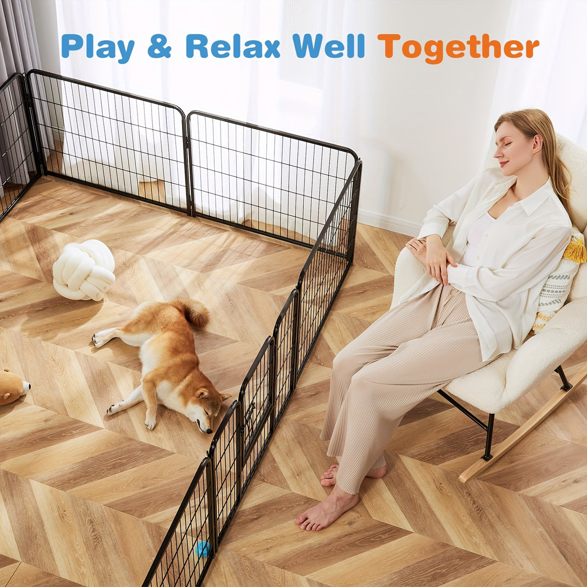 Dog Playpen 8 or 16 Panels, Portable Indoor Outdoor Pet Exercise Pen for Supervised Puppy Play, Backyard Gardens and RV Camping Trips