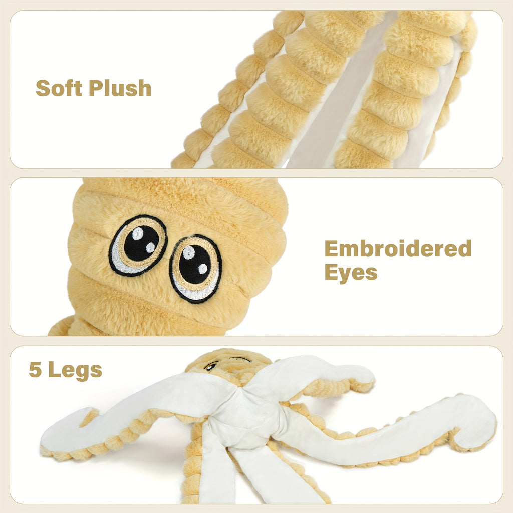 Octopus Plush Dog Toy with Squeaker, Single Soft Stuffed Puppy Play Toy for Supervised Interactive Games, Six Color Options Including Tie-Dye