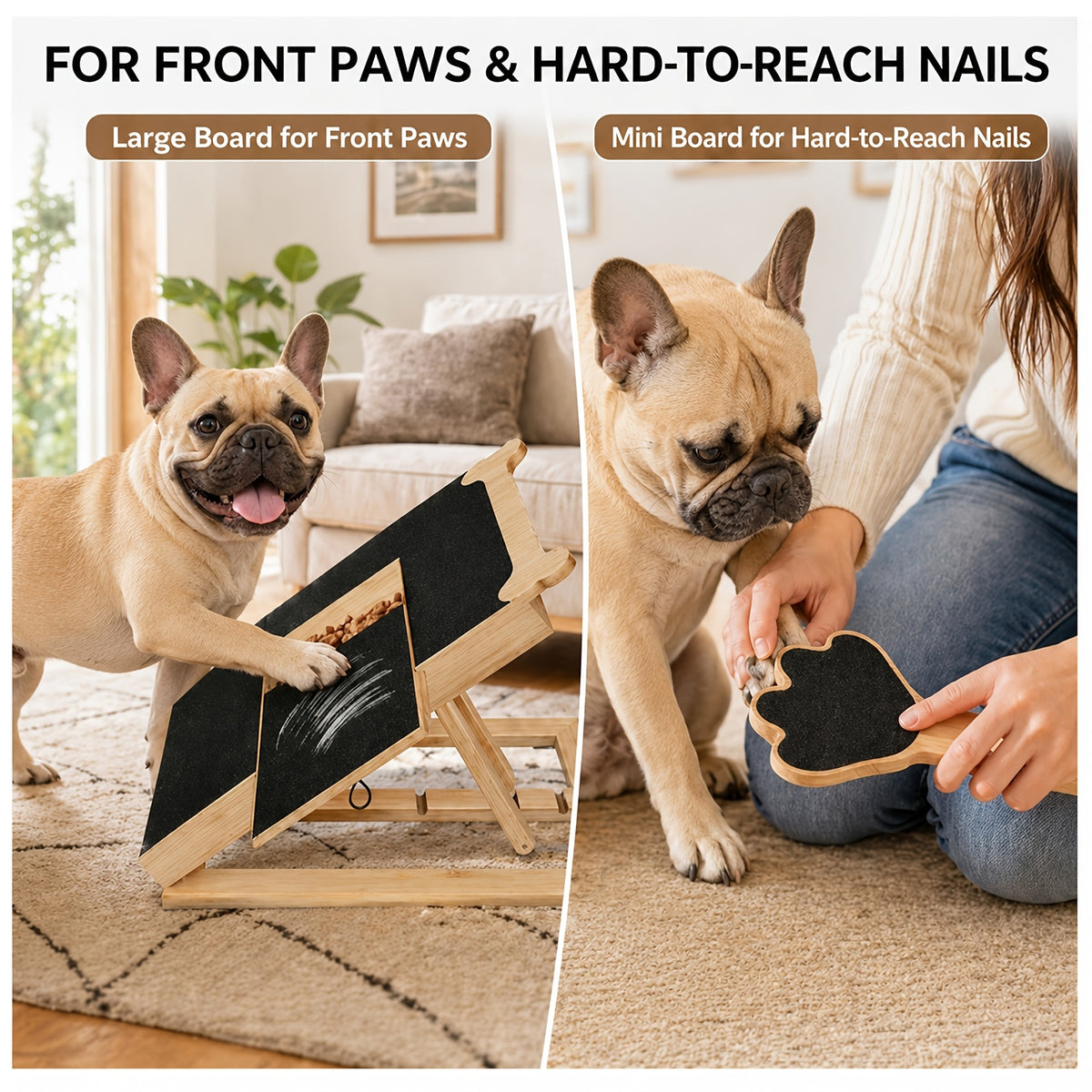 Dog Nail Scratch Board with Treat Box and Mini Handheld File, 2-in-1 Paw Filing Pad for Small, Medium and Large Dogs, At-Home Grooming Set