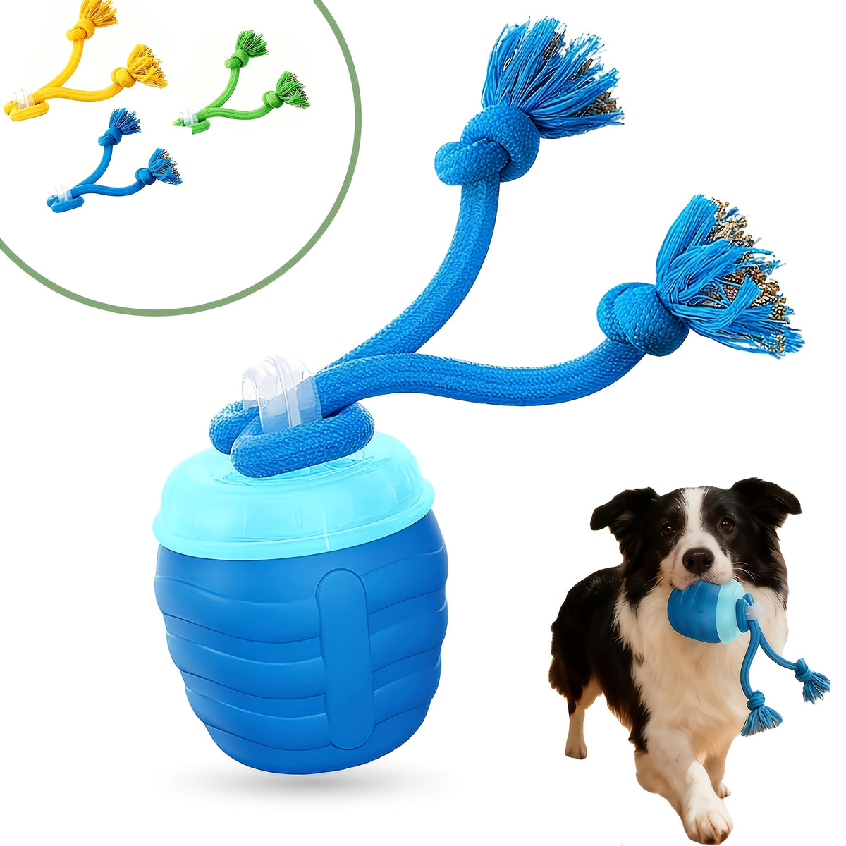 Smart Dog Toy Ball JY661 for Medium and Large Dogs, Interactive Ball and Rope Play Toy for Supervised Indoor Hardwood Floor and Outdoor Carpet Activities