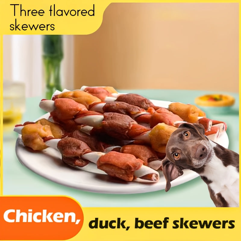 Dog Treat Skewers 155g, Chicken, Duck, Chicken Liver and Beef Roll Listed Flavor Mix, Chew Snacks for Supervised Rewards and Dog Gift Baskets