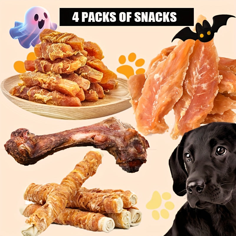 Dog Treats Variety Pack with Chicken Wrapped Sweet Potato, Paw Party Mix Chewy Snacks for Small, Medium and Large Dogs, Training and Everyday Rewards
