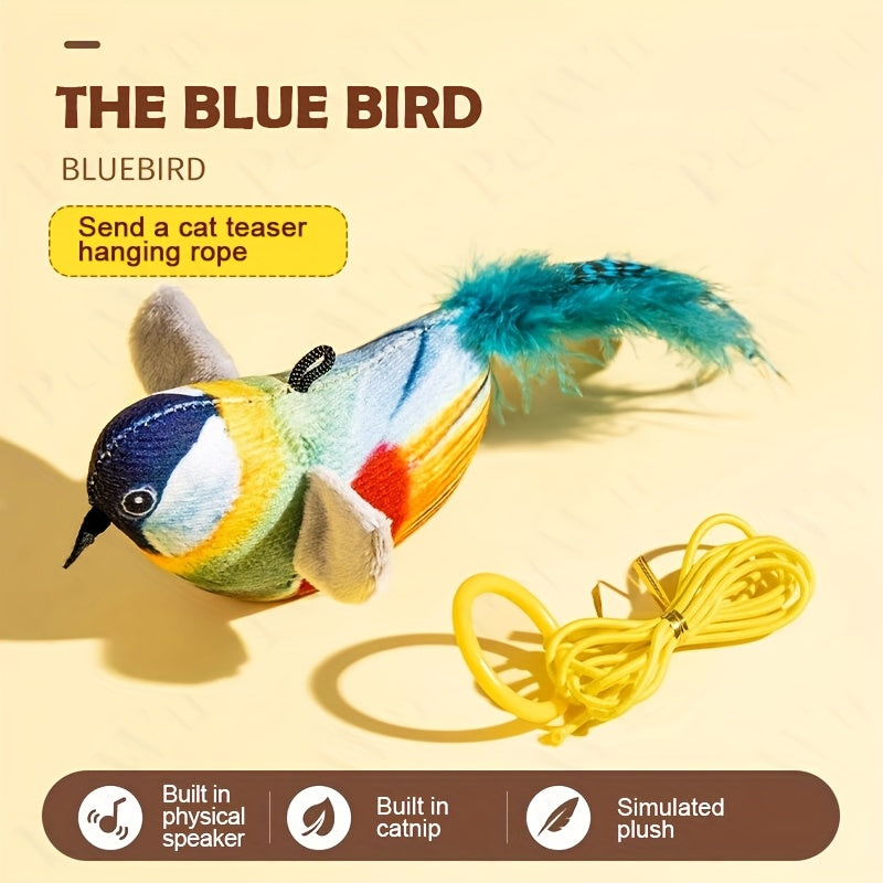 Plush Bird Cat Toys 2-Pack in Random Colors, Soft Interactive Bird-Shaped Toys for Supervised Indoor Cat Batting, Pouncing and Everyday Play