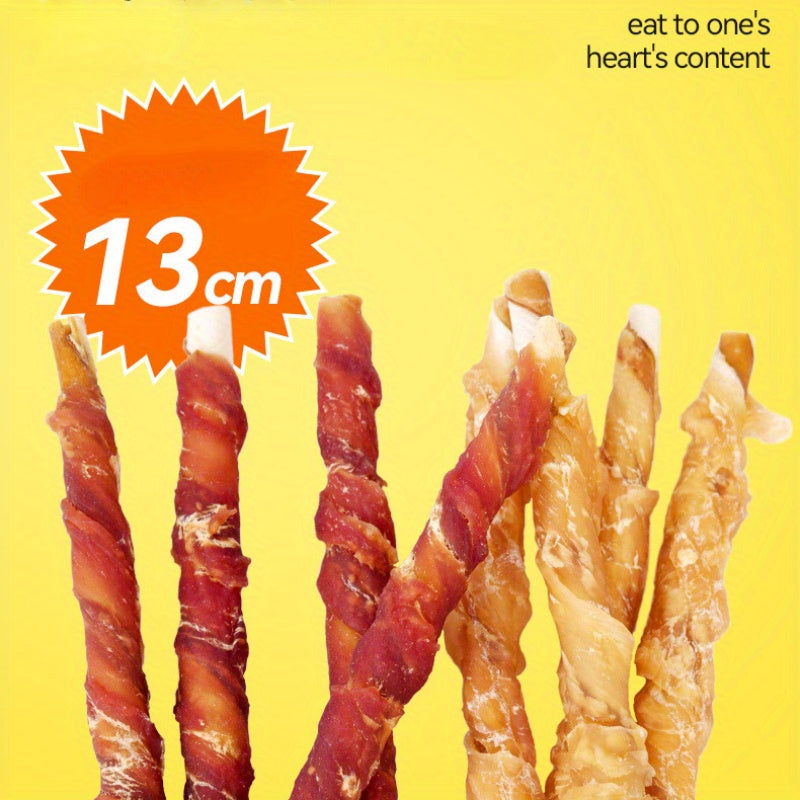 Rawhide Dog Treat Sticks with Chicken and Duck Options, Meat-Wrapped Cowhide Chews for Supervised Chewing, Everyday Rewards and Dog Gift Baskets