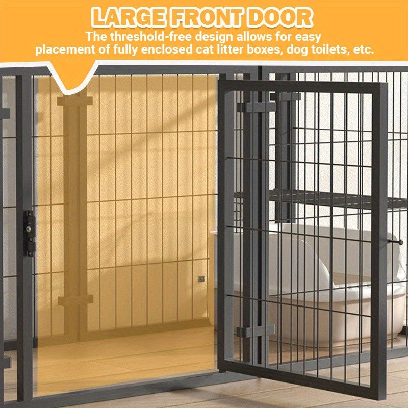 Dog Playpen with Roof and Lockable Door, Heavy-Duty Metal Panel Pet Enclosure for Large Dogs, Indoor Outdoor Use, Model MD25-Pen47-Metal