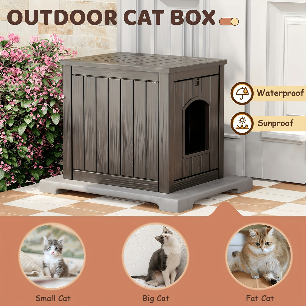 Resin Cat Litter Box with Ventilated House Design, Easy-to-Clean Large-Capacity Pet Enclosure for Small and Medium Pets, TT027 Model Options