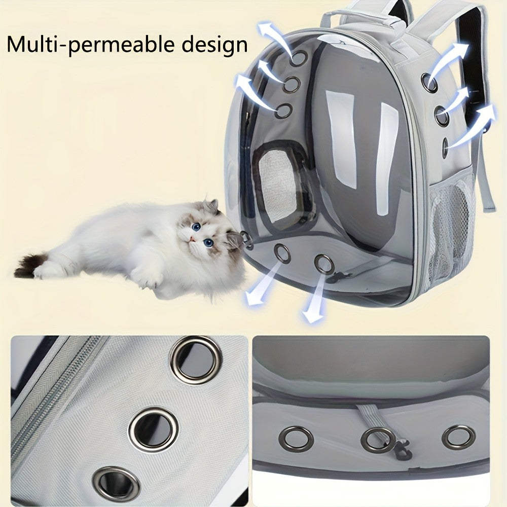 Cat Backpack Carrier in Black, Space Capsule Double Shoulder Pet Travel Bag with Black Transparent Model A Option for Everyday Outings