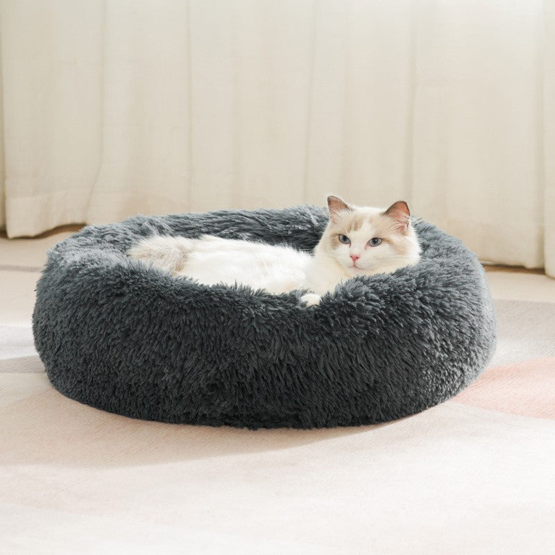 Soft Circular Cat Bed in Pink or White, All-Season Pet Sleeping Nest for Cats and Small Dogs, S M L Size Options for Everyday Home Lounging