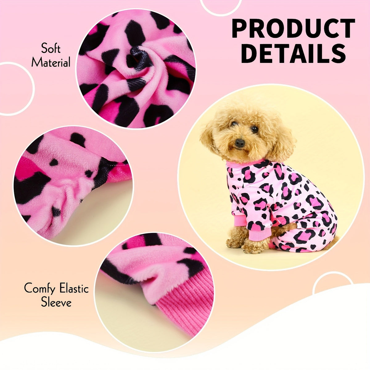 Pink Leopard Dog Apparel with Plush Styling, Pet Fashion Piece for Everyday Dress-Up, Birthday Photos and Dog Lover Gifts, Sizes XS to 4XL