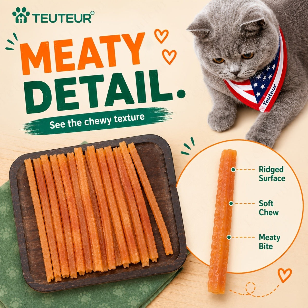 Chicken Jerky Cat Treats with Soft Shreds, Chicken or Chicken and Duck Blend Options for Supervised Snack Time, Training Rewards and Bonding