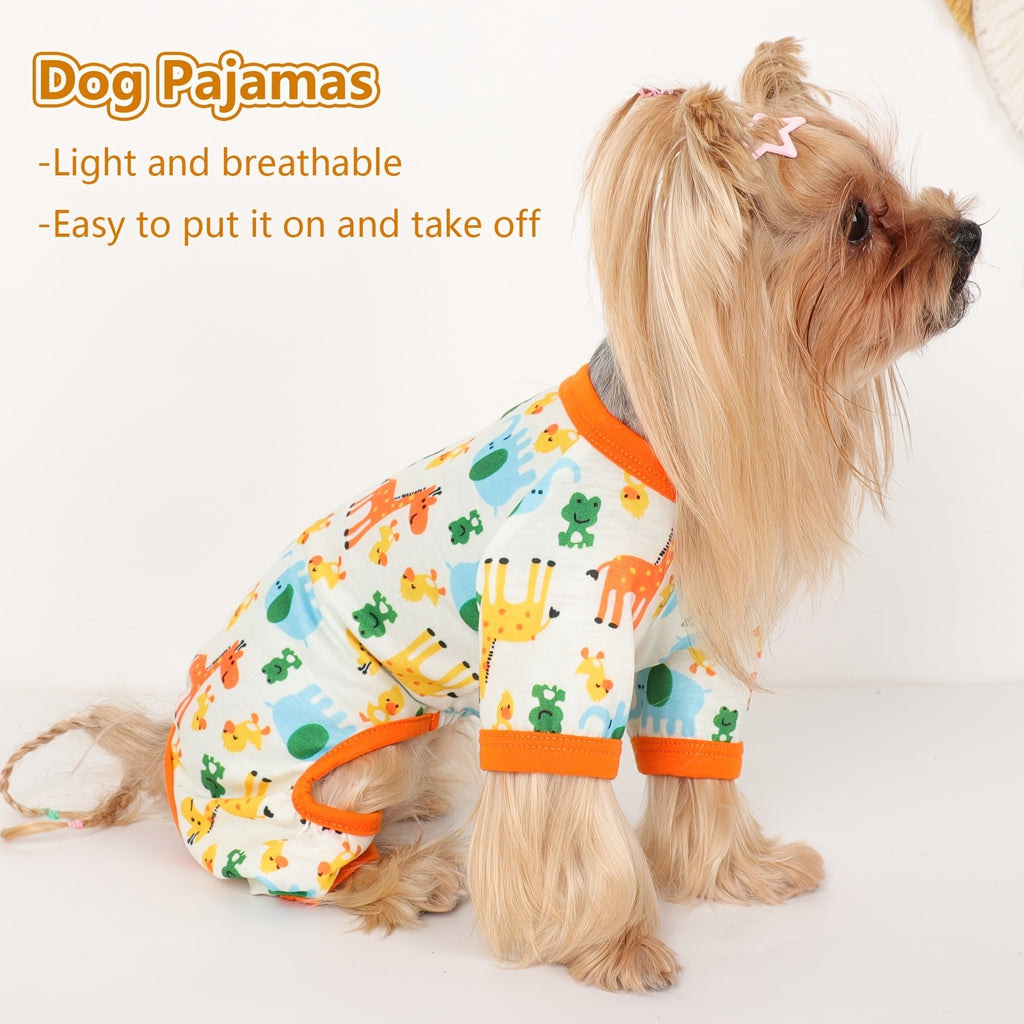Four-Leg Dog Pajamas for Small Dogs and Cats, Soft Stretch Knit Pullover Pet Onesie for Spring Summer Lounging, XS S M L in Five Color Options