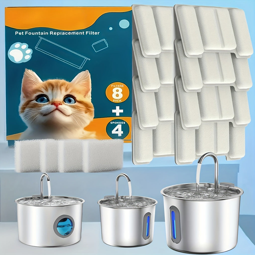 Filtered Cat Water Fountain 74.39oz, Stainless Steel Automatic Pet Drinking Dispenser with Quiet Pump for Cats and Dogs, Three Style Options
