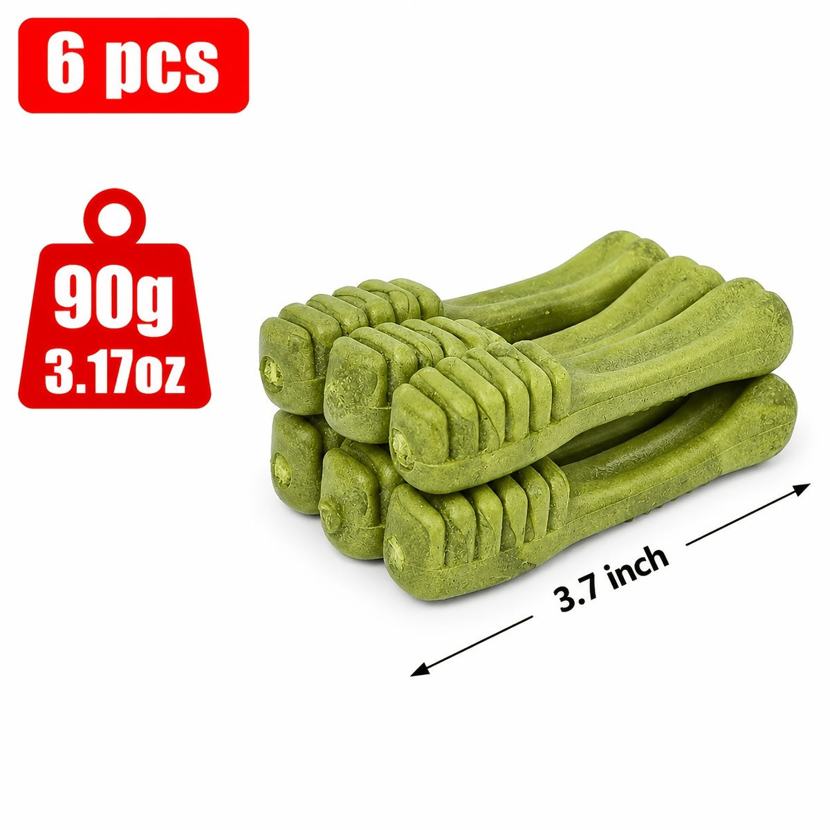 Beef-Flavored Dog Dental Chews, 6 Toothbrush-Shaped Chew Treats for Medium and Large Dogs, Textured Snacks for Supervised Reward Time