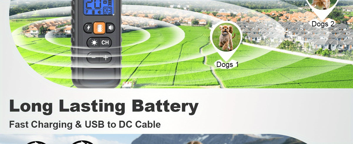 Dog Training Collar 3300ft Remote Range, Beep, Vibration and Static Modes for Dogs 5–120 lbs, One-Size Options for 1, 2 or 3 Dogs