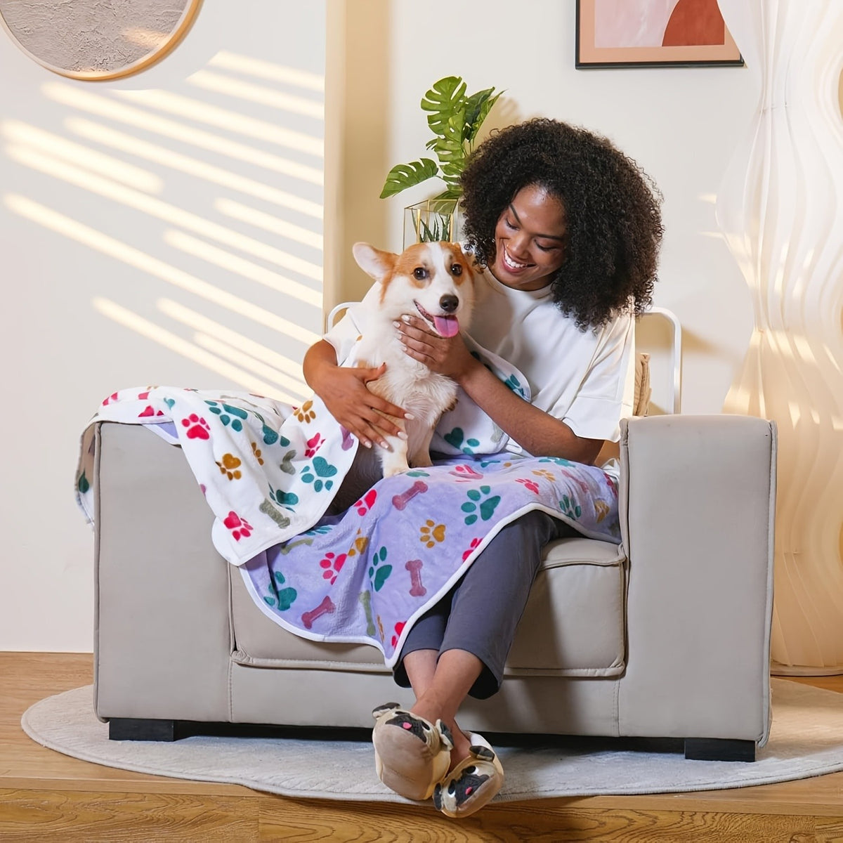 Paw Print Dog Blankets 6 Pack, Soft Fluffy Fleece Pet Throws for Dogs and Cats, Cozy Bedding Layers in 30 x 20 or 41 x 31 Inch Options