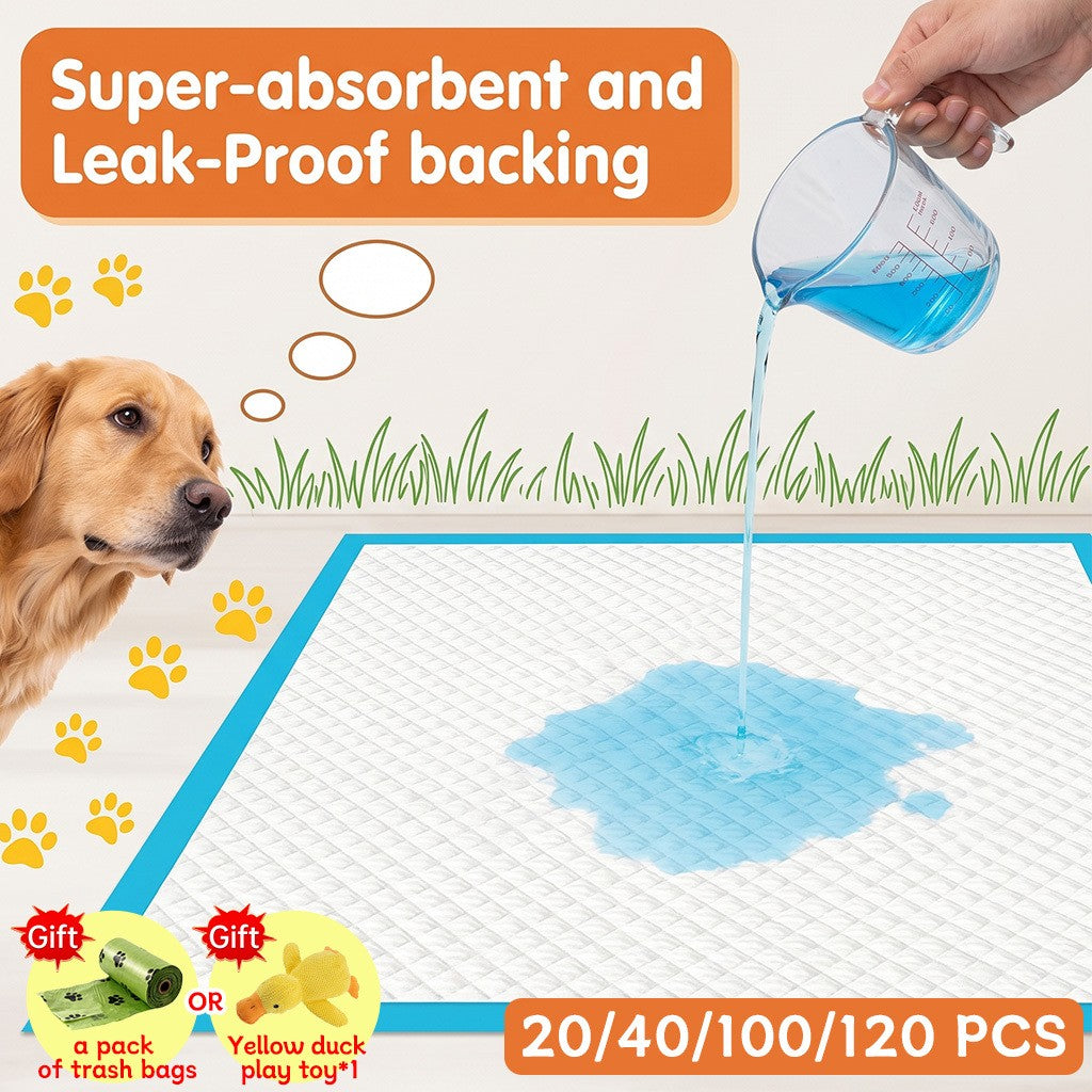 Puppy Potty Pads with Bonus Bags or Duck Toy, Extra Large Absorbent Leakproof Dog Pee Pads for Indoor House Training and Everyday Accidents