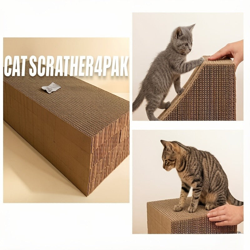 Cardboard Cat Scratcher Pad for Indoor Cats, BC Corrugated Scratching Board with Wavy and Flat Designs Listed, 1, 2, 4 or 8 Pack Options