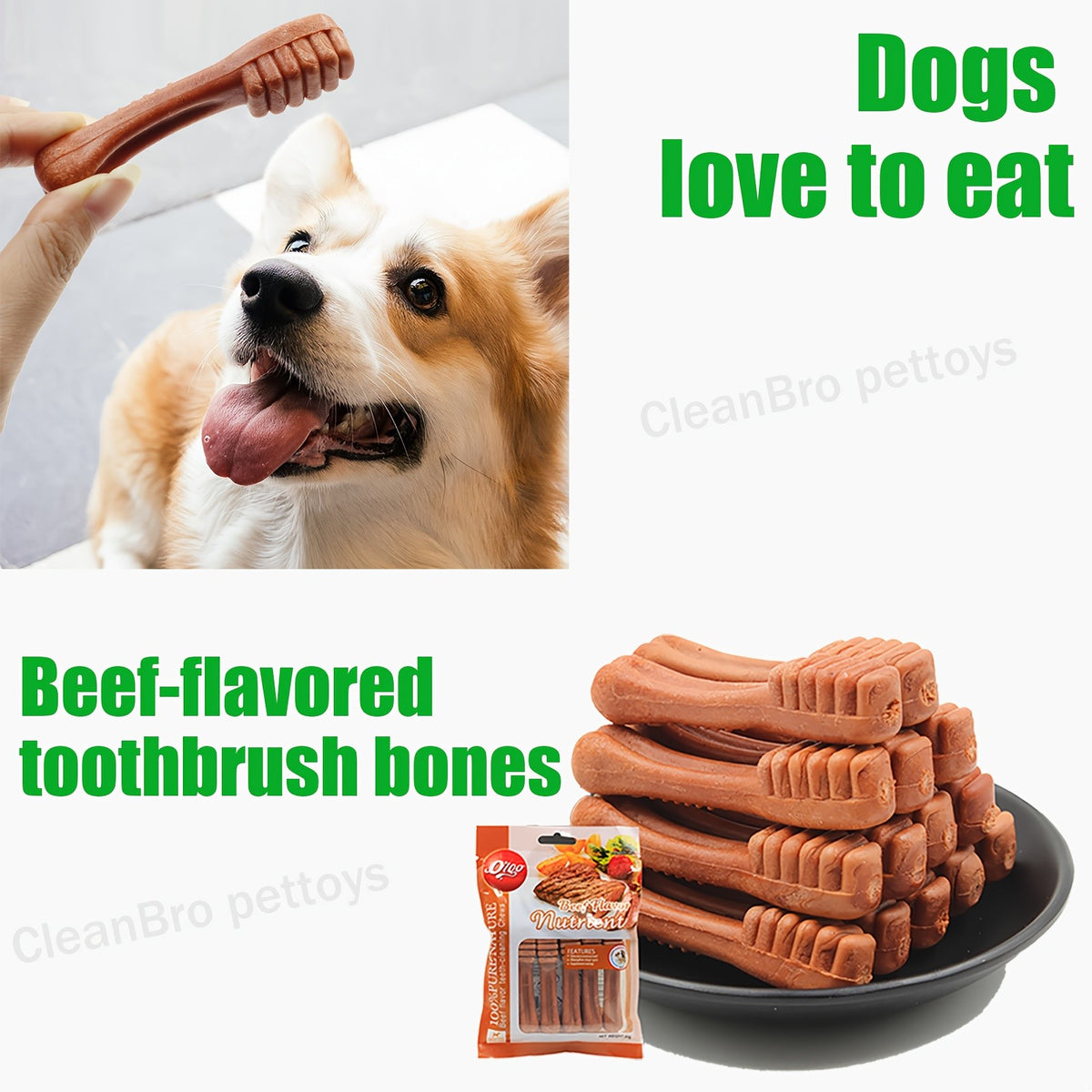Dog Dental Chews Mint-Flavored Toothbrush Sticks for Medium Dogs 25-50 lbs, Textured Oral Care Treats in 6 or 10 Count Packs