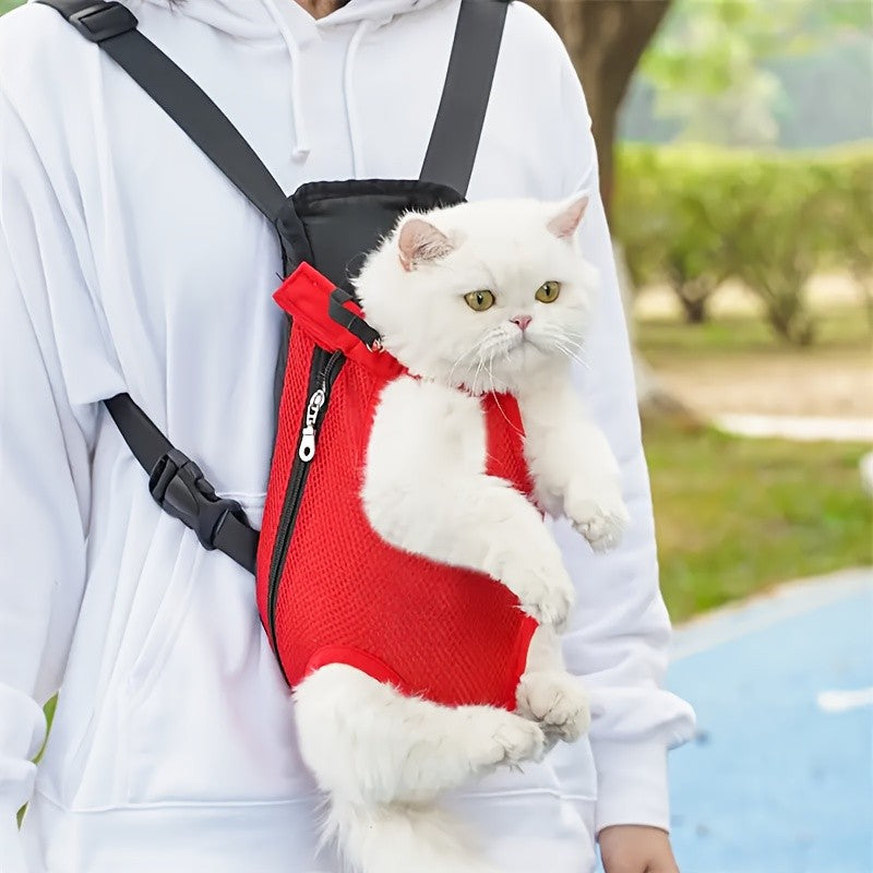 Dog Front Carrier Backpack for Cats and Small Dogs, Breathable Mesh Legs-Out Pet Carrying Bag with Adjustable Straps for Outdoor Walks