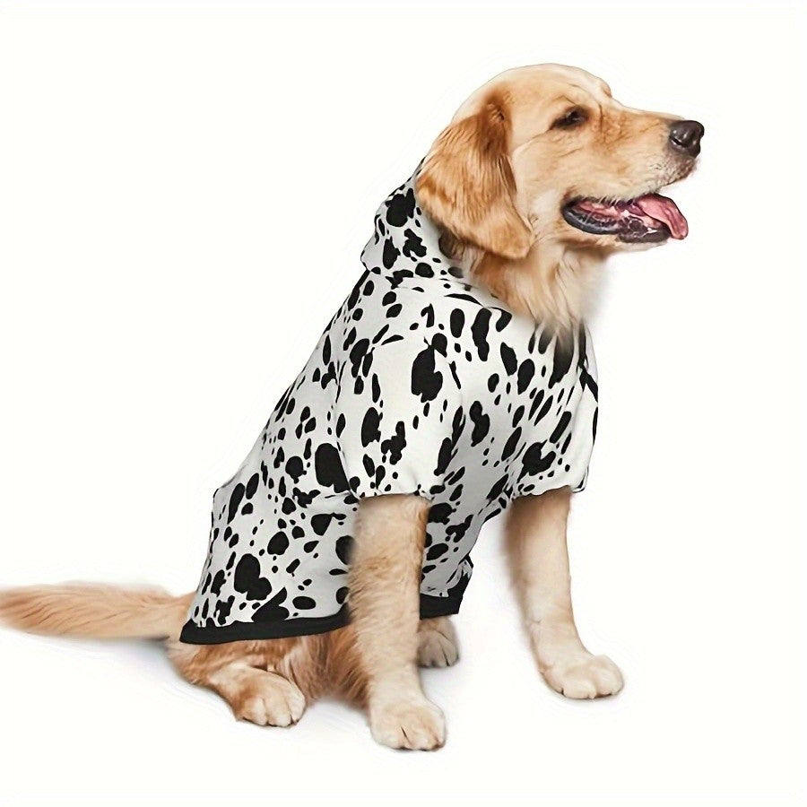 Dalmatian Dog Hoodie, Soft Polyester Pet Sweatshirt with Stretch Ribbed Cuffs for Halloween Costumes, Fall Winter Walks and Photos, S XXL 3XL