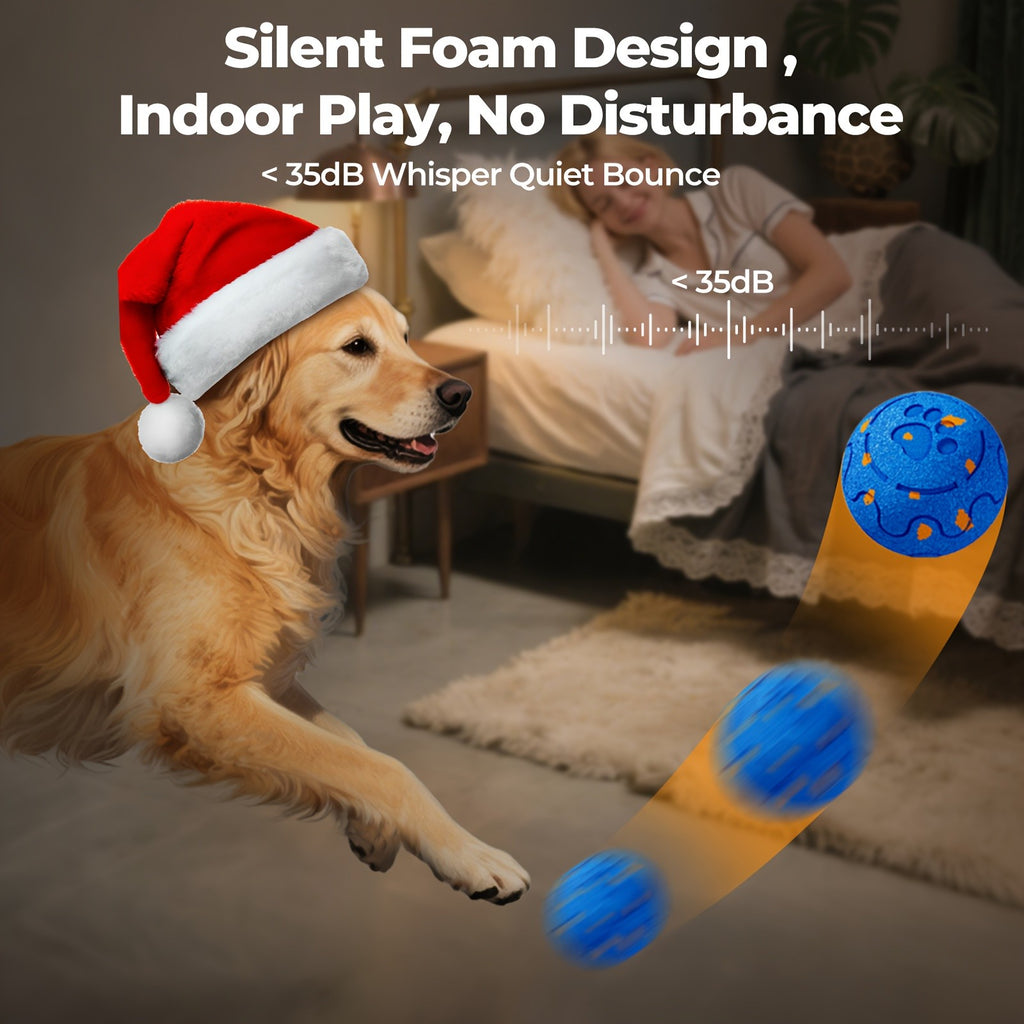 Rechargeable Bouncing Dog Ball with 3 Interactive Modes and Obstacle Avoidance, Orange Soft-Surface Moving Chase Toy for Medium and Large Dogs