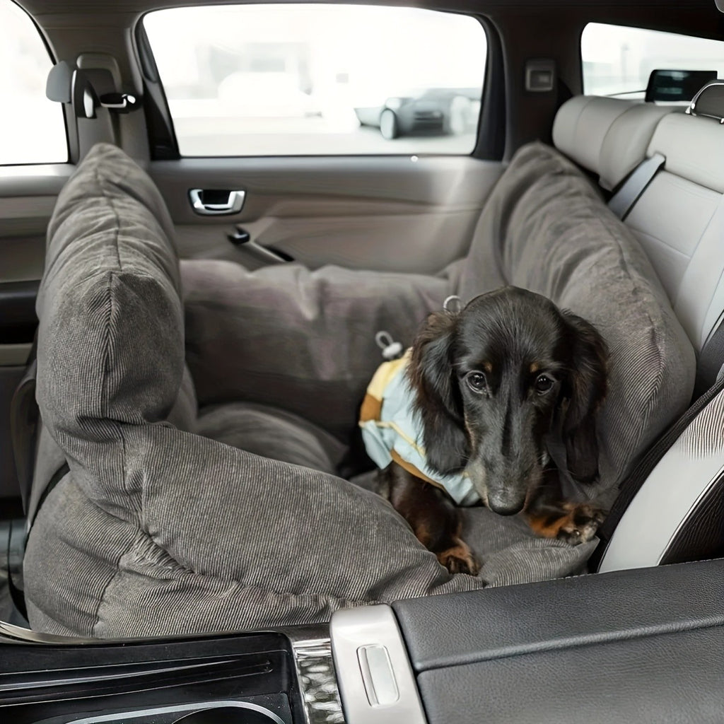 Dog Car Seat Carrier with Handheld and Shoulder Carry Options, Travel Booster Bag for Dogs and Cats with Listed Harness, Seven Color and Style Choices