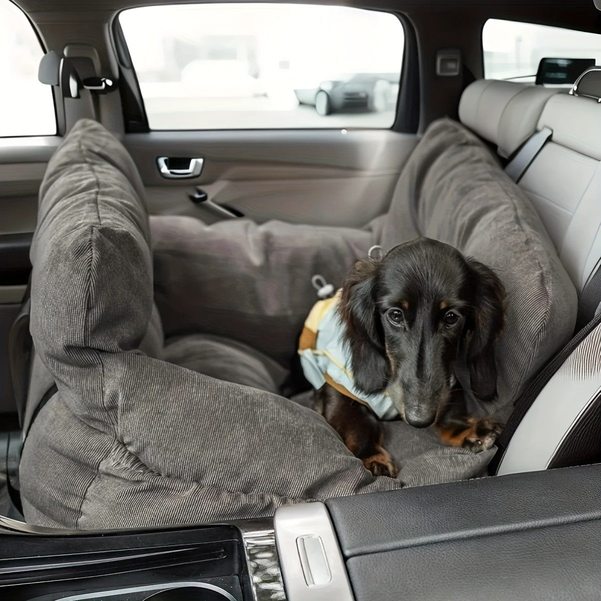 Dog Car Seat Carrier with Handheld and Shoulder Carry Options, Travel Booster Bag for Dogs and Cats with Listed Harness, Seven Color and Style Choices