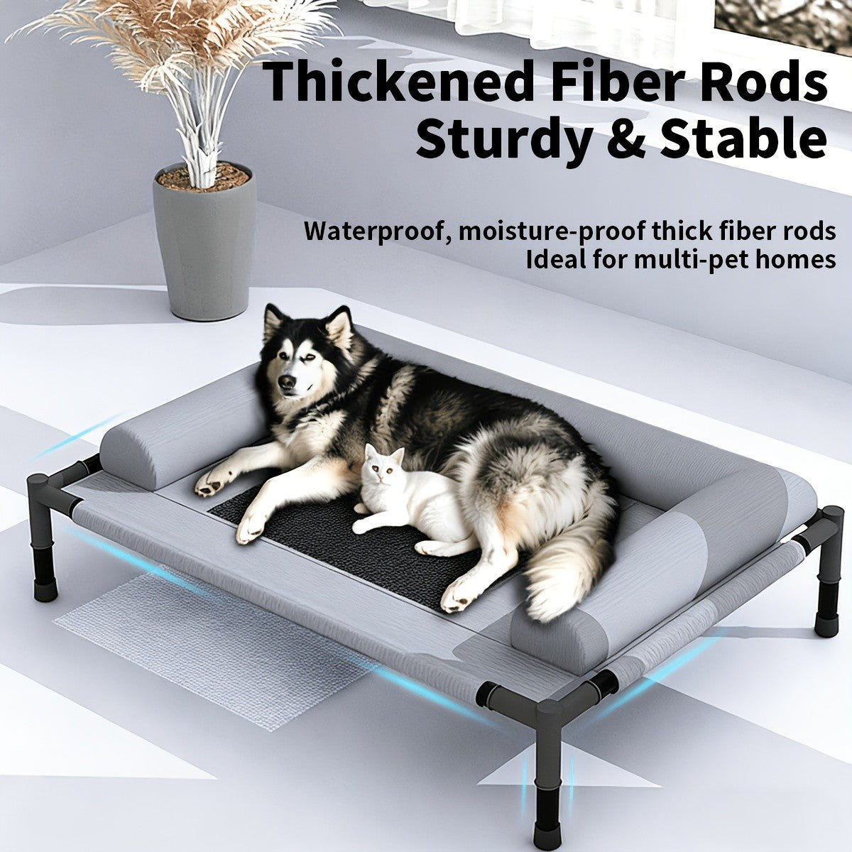 Bolster Elevated Dog Bed with Breathable Mesh Center, Removable Washable Raised Pet Cot for Dogs and Cats, L and XL Home and Travel Rest