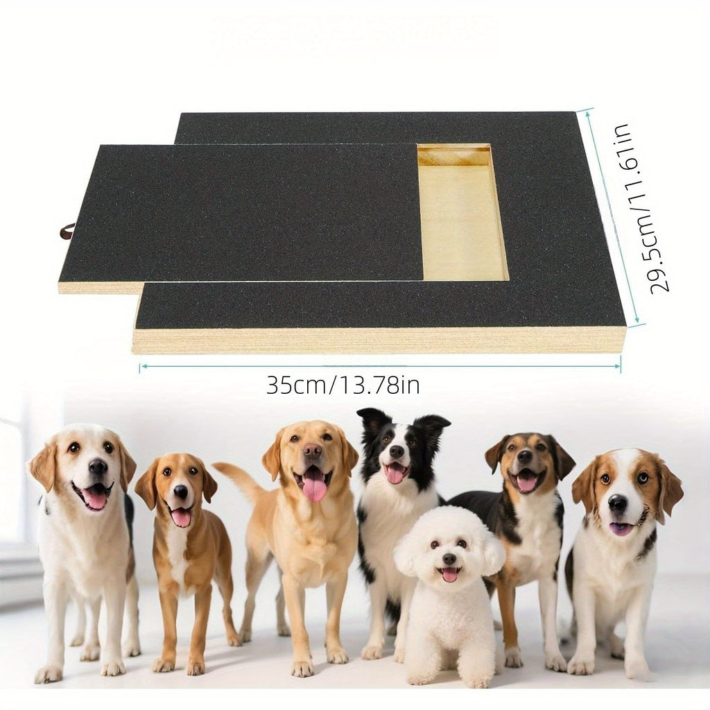 Dog Nail Scratch Board with Adjustable Bracket, Foldable Paw Filing Pad with 3 Angles from 45–65 Degrees and 2 Sandpaper Sheets for Home Grooming