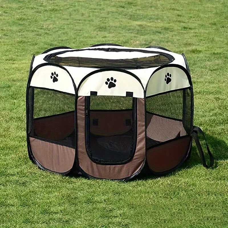 Portable Octagonal Pet Playpen, Foldable Oxford Cloth Travel Enclosure with 30, 37 and 46 Inch Size Options for Supervised Indoor and Outdoor Use