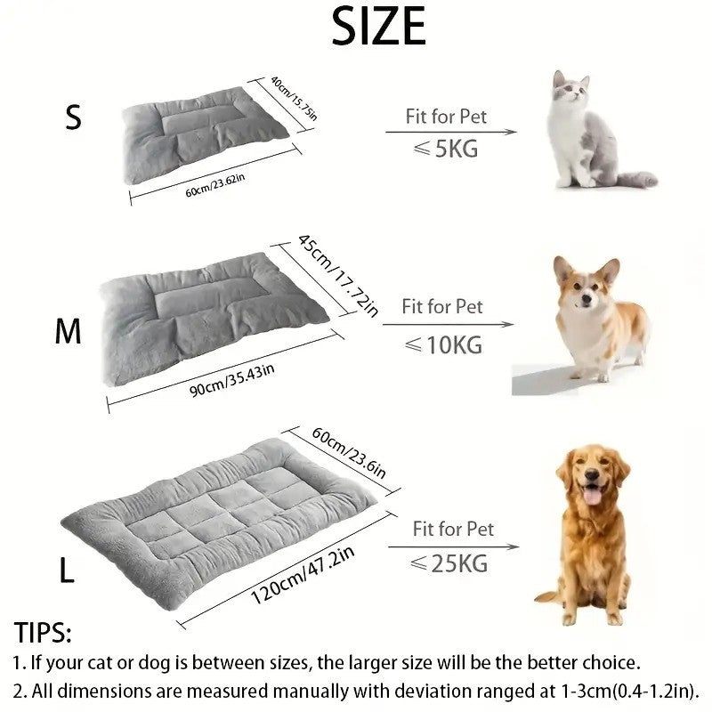 Bolster Dog Bed in Gray, Soft Rectangular Pet Sleeping Mat with Raised Edges and Non-Slip Base, Medium Style for Everyday Indoor Rest