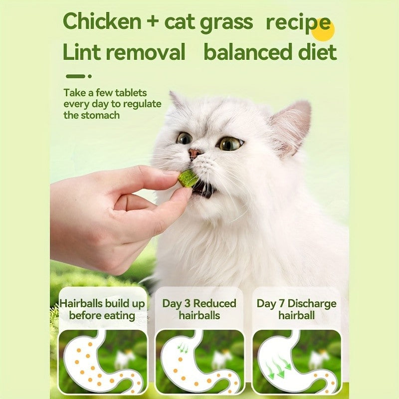 Cat Snack Pellets and Biscuits, 150g Cat Grass Pellets or Mixed Flavor Cat Biscuits and 155g Green Square Mint Granules for Supervised Treat Time