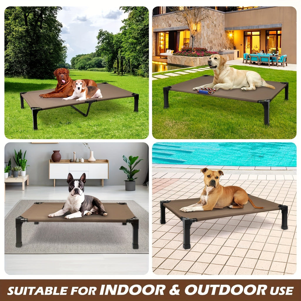 Elevated Dog Bed with Washable Mesh and Metal Frame, Raised Cooling Dog Cot with Non-Slip Feet, 35-60 Inch Options for Indoor and Outdoor Rest