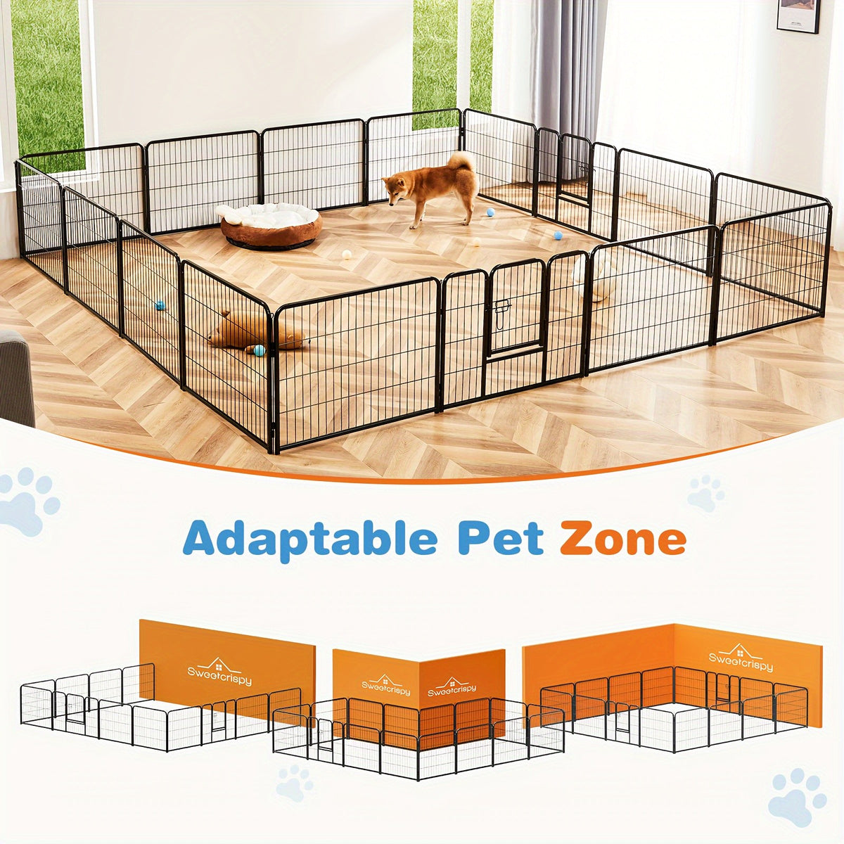 Puppy Exercise Playpen for Indoor Outdoor Use, 8-Piece 24, 32 or 40 Inch and 16-Piece 32 Inch Options for Supervised Dog Play and Home Routines