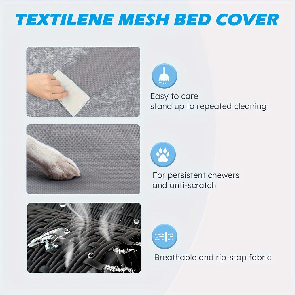 Raised Mesh Dog Bed with Metal Frame and Non-Slip Feet, Washable Breathable Pet Cot in 35 to 60 Inch Sizes for Indoor and Outdoor Lounging