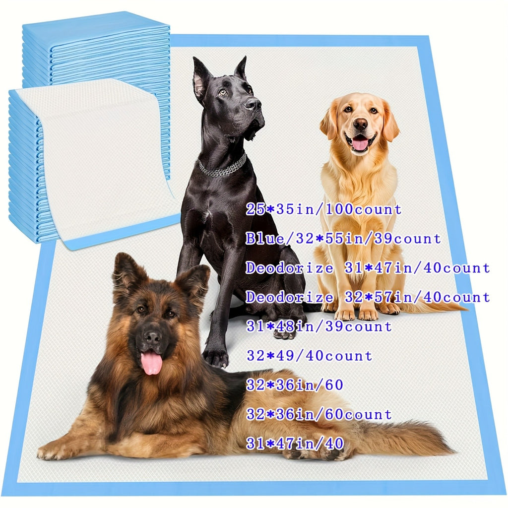 Extra Large Puppy Pads with 8-Layer Absorbent Design, Dog Potty Training Mats for Floors, Crates and Travel, Multiple Sizes in 39 to 100 Count Packs