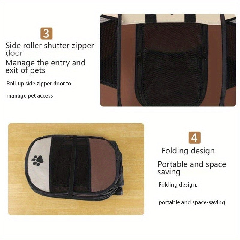 Portable Octagonal Pet Playpen, Foldable Oxford Cloth Travel Enclosure with 30, 37 and 46 Inch Size Options for Supervised Indoor and Outdoor Use