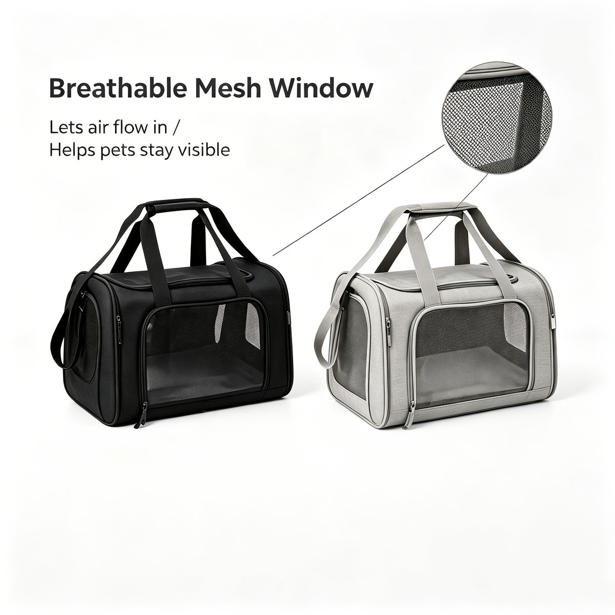 Soft-Sided Pet Travel Cage for Cats and Puppies up to 25 lbs, Large Foldable Cat Carrier in Black or Grey for Vet Visits and Everyday Outings