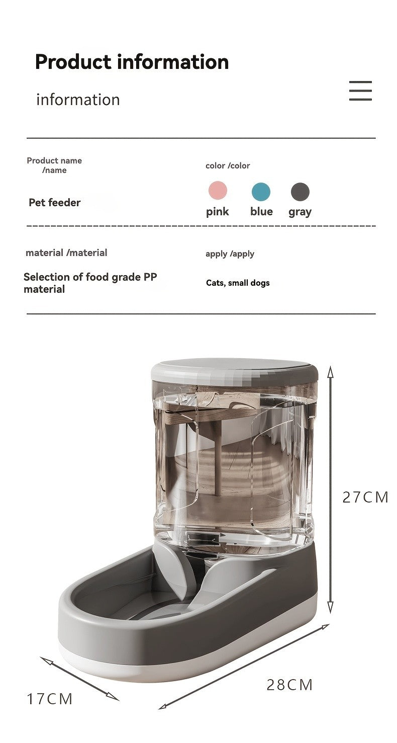 Automatic Dog Feeder and Waterer Set, 2-Piece Plastic Gravity Food and Water Dispensers with Clear Reservoirs for Small, Medium and Large Dogs
