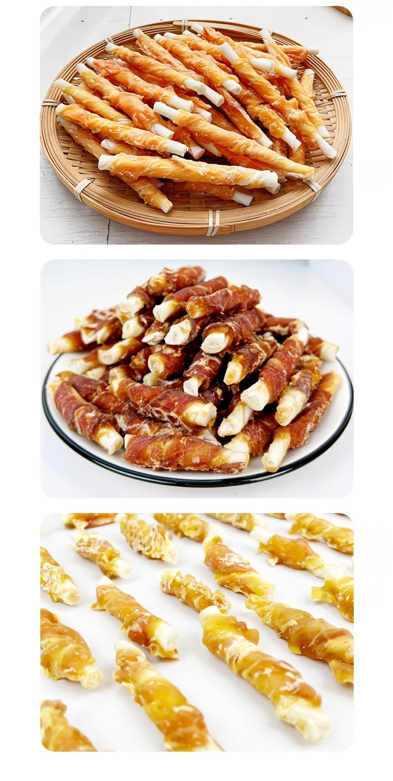 Chicken and Duck Wrapped Rawhide Dog Chews, 3.53oz Mixed Beefhide Stick Treats with Meat Wrapping for Supervised Chewing and Everyday Reward Time