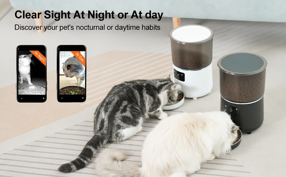 4L Automatic Pet Feeder by NPET, Cat and Dog Food Dispenser with Stainless Steel Bowl, USB or Battery Power and App or Camera Version Options