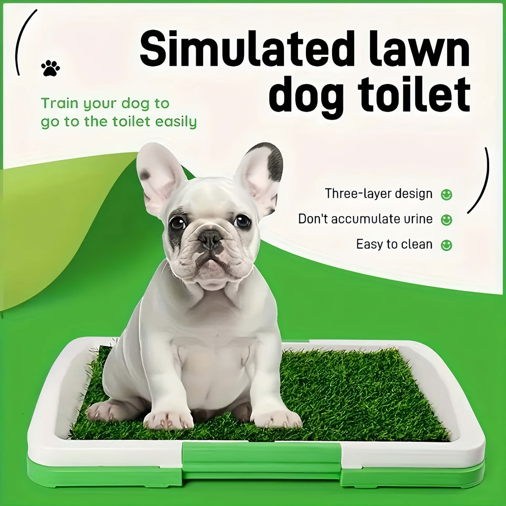Dog Potty Training Mat with Tray, 20.08 x 13.78 Inch Washable Artificial Grass Puppy Toilet with Three-Layer Design for Home and Travel