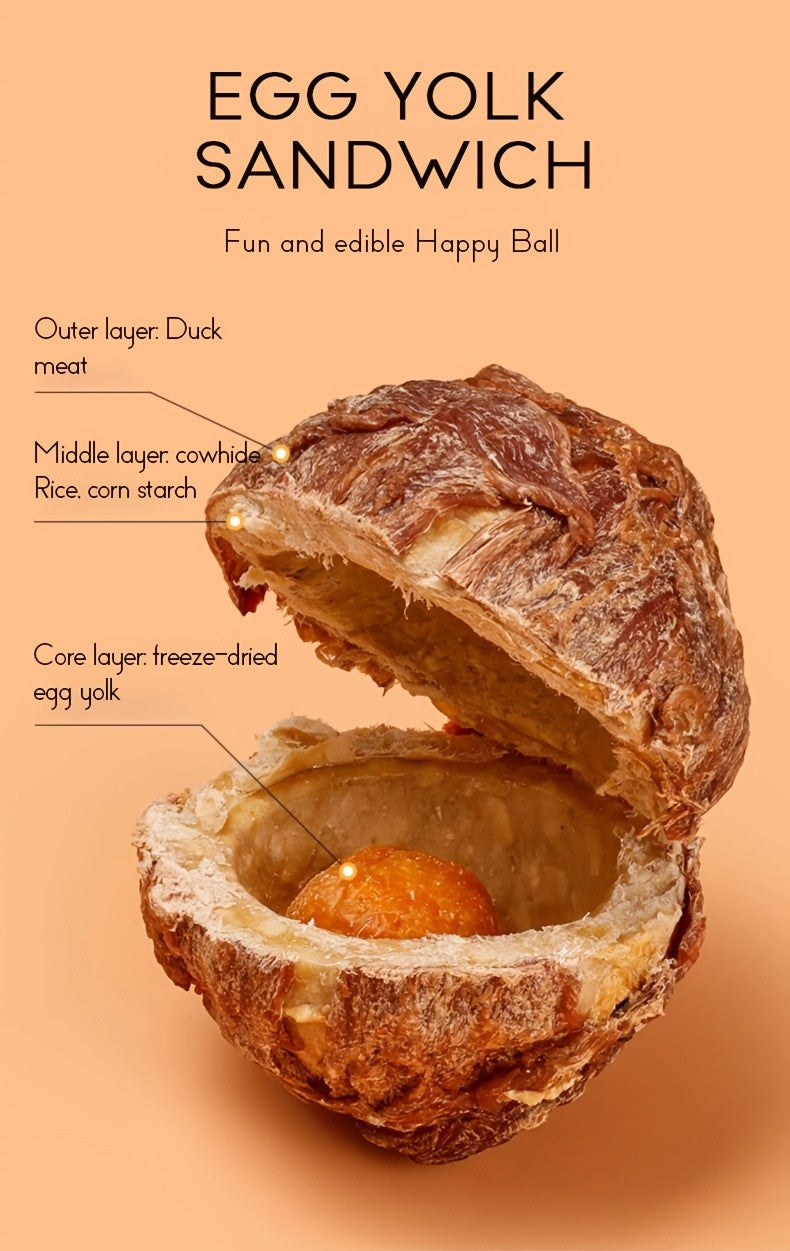 Duck Egg Yolk Dog Treat Balls, 100g Meat-Wrapped Filled Chew Snacks for Supervised Reward Time, Everyday Treats and Dog Lover Gift Baskets