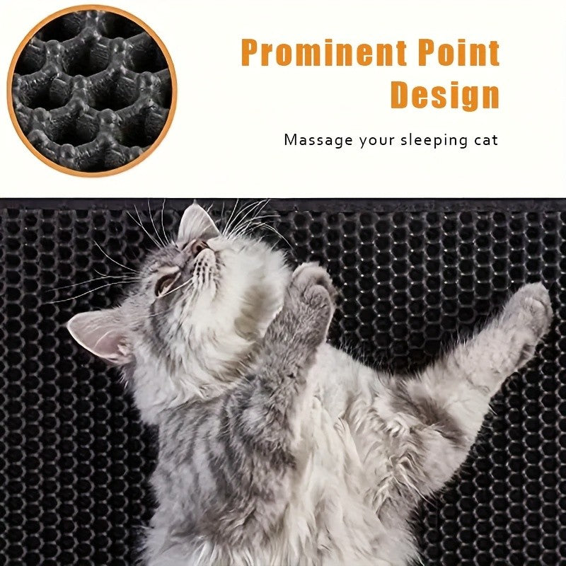 Cat Litter Trapper Mat, 15.7 x 19.7 Inch Double-Layer Honeycomb Litter Catcher with Waterproof Non-Slip Design for Indoor Cat Litter Box Areas