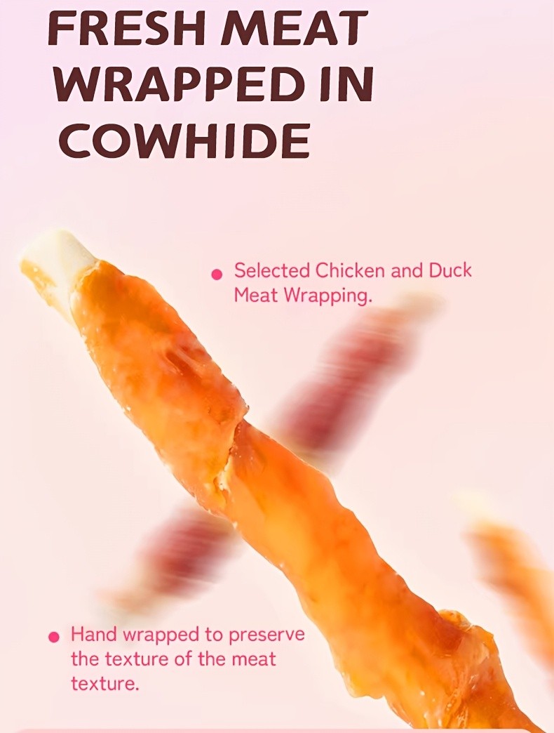 Dog Chew Sticks with Chicken and Duck Wraps, Mixed Rawhide Roll Treat Combo for Supervised Chewing, Occasional Rewards and Dog Owner Gift Baskets