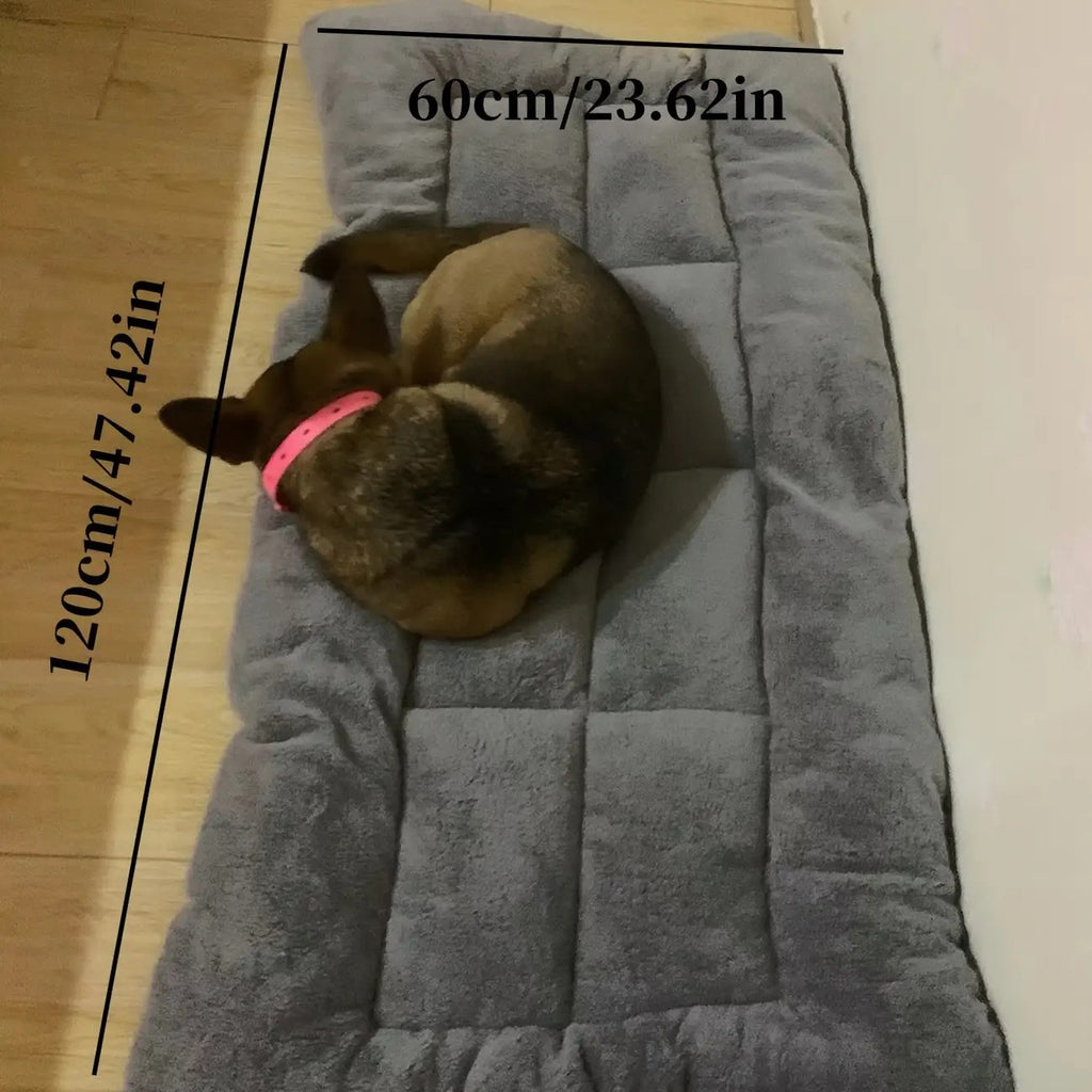 Bolster Dog Bed in Gray, Soft Rectangular Pet Sleeping Mat with Raised Edges and Non-Slip Base, Medium Style for Everyday Indoor Rest