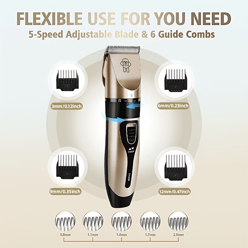Pet Grooming Trimmer and Scissors Kit for Dogs and Cats, At-Home Hair Clipping Set with Curved Scissors Options for Small Dog and Puppy Coat Care