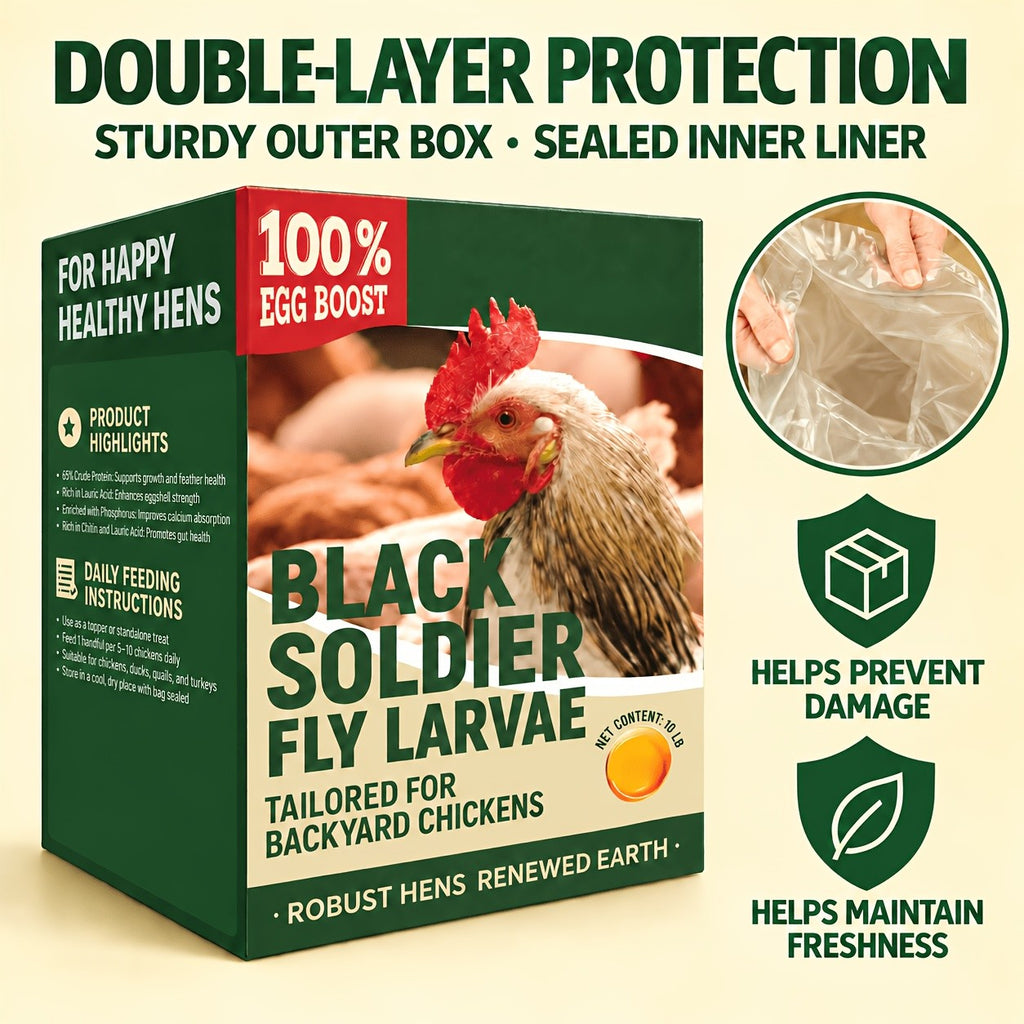 Black Soldier Fly Larvae for Chickens, Dried Insect Treats with 43% Protein and 6% Calcium for Backyard Hens, Ducks and Quail, 2 5 or 10 lb