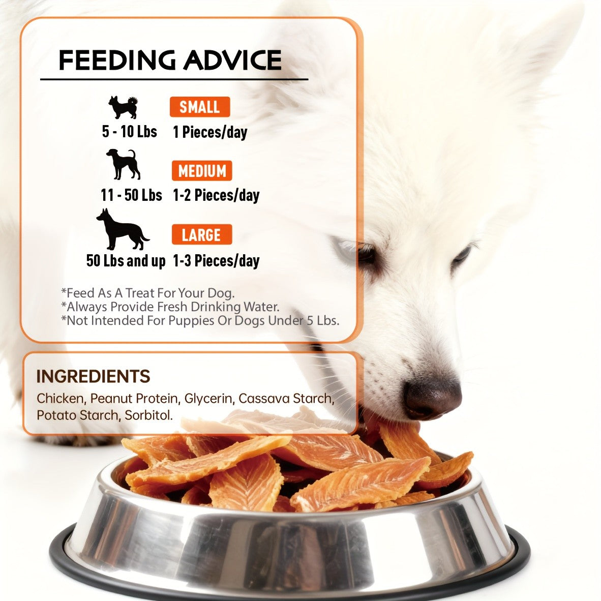 Rawhide-Free Chicken Jerky Dog Treats with Real Chicken Breast, No Artificial Flavors, 600g or 900g Options for Supervised Snack Time